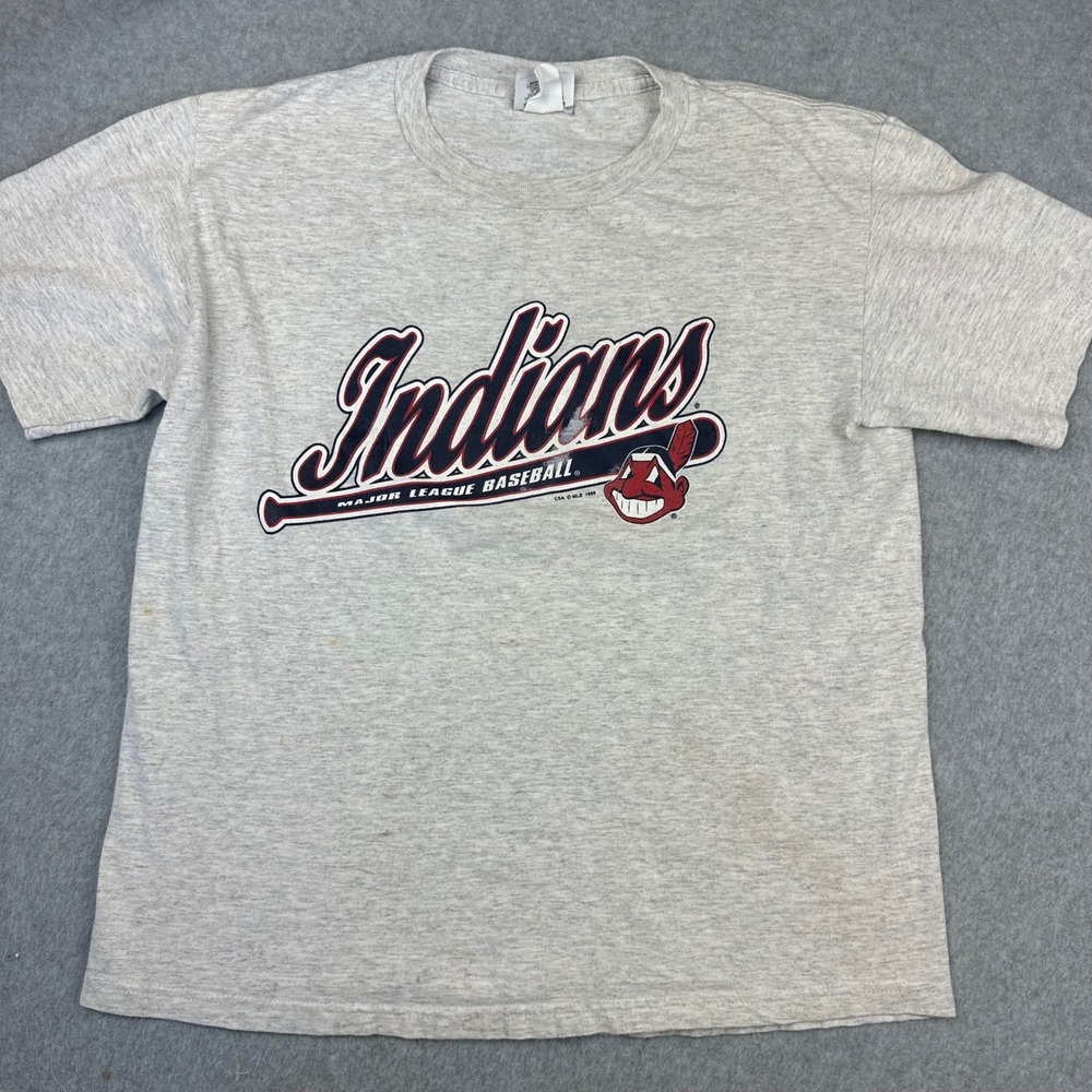 Vtg‎ 1998 Cleveland Indians T Shirt Chief Wahoo MLB Gray CSA Youth L 16/18